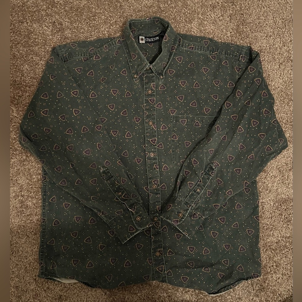 Green triangle patterned Stockton flannel